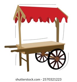 Cart with awning. Mobile street food delivery