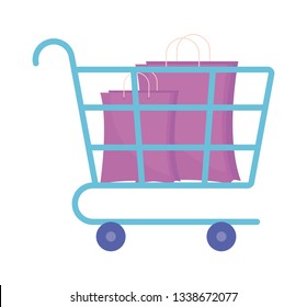 cart with bag shopping isolated icon