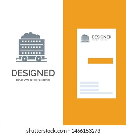 Cart, Barrow, Construction, Wheel Grey Logo Design and Business Card Template. Vector Icon Template background