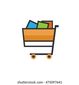 Cart, Basket of Goods Isolated on White Background,Trolley for Purchases, Vector Illustration 