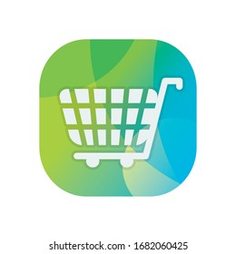 bloque de carro de estilo plano diseño ícono de comercio de compras tienda tienda de venta al por menor pagar banca y consumismo tema Vector ilustración
