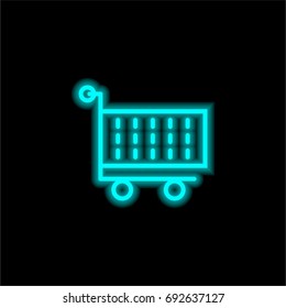 Cart blue glowing neon ui ux icon. Glowing sign logo vector