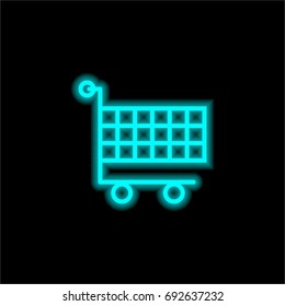 Cart blue glowing neon ui ux icon. Glowing sign logo vector