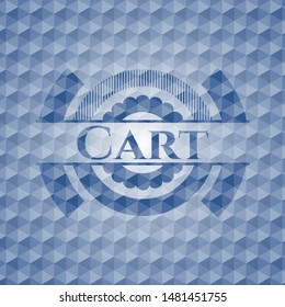 Cart  blue polygonal badge. Vector Illustration. Detailed.