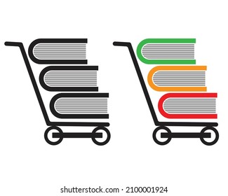 Cart of Book logo design, book shop logo vector 