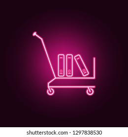cart with books icon. Elements of Books and magazines in neon style icons. Simple icon for websites, web design, mobile app, info graphics