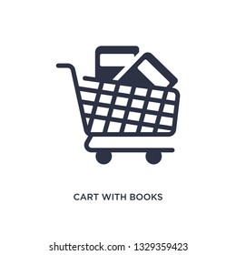 cart with books icon. Simple element illustration from education concept. cart with books editable symbol design on white background. Can be use for web and mobile.