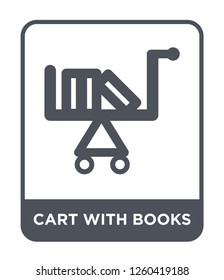 cart with books icon vector on white background, cart with books trendy filled icons from Education collection, cart with books simple element illustration