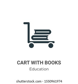 Cart with books vector icon on white background. Flat vector cart with books icon symbol sign from modern education collection for mobile concept and web apps design.