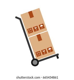 cart with boxes carton delivery icon