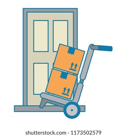 cart with boxes with door delivery service