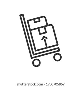Icono de carro con cajas. Ilustración vectorial.