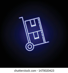 cart boxes line icon in blue neon style. Set of logistics illustration icons. Signs, symbols can be used for web, logo, mobile app, UI, UX