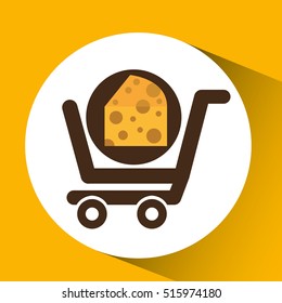cart buy delicious cheese food vector illustration eps 10