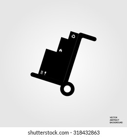 Cart with cargo. The cart with boxes. Delivery service. Logistics icon