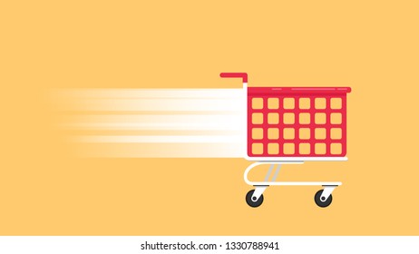 Cart cartoon vector. symbol. Speed cart vector. wallpaper. free space for text. copy space.