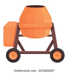 Cart cement mixer icon cartoon vector. Concrete machine. Work tool svg