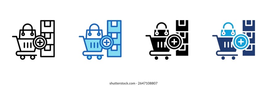 Carrito Completar compra icono Multi Style Ilustración vectorial