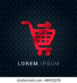 Cart Checkout Red chromium precious metallic 3D Icon / Logo Design