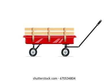 Cart. Childs toy. Agriculture tool. Housekeeping equipment. Isolated white background. Vector illustration.