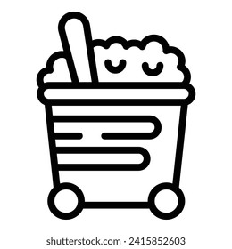 Cart clean bucket icon outline vector. Bath broom. Clean home floor