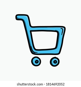 Cart color vector icon. Drawing sketch illustration hand drawn line.