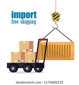 cart delivery service with set icons