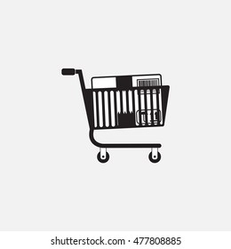 Cart with delivery vector icon