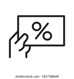 Vektorsymbol der Discount-Linie des Warenkorbs