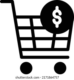 Cart Dollar Vector illustration on a transparent background.Premium quality symbols.Glyphs vector icon for concept and graphic design.