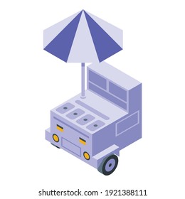 Icono de carro para bebidas. Isométrico del carrito para bebidas icono vectorial para el diseño web aislado en fondo blanco