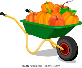 cart filled with pumpkins no background