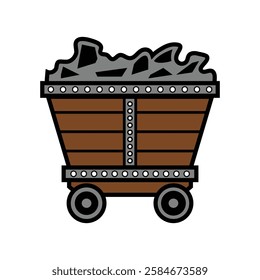 Cart Filled with Rocks Illustration