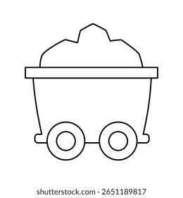 Cart filled with rocks in a mining area during daylight hours