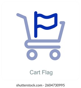 Cart Flag and trolley icon concept