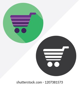 Cart flat vector icon. Illustration of black and white icons.