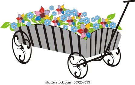 cart with flowers