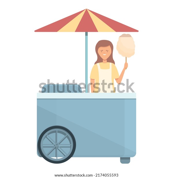 Cart\
food icon cartoon vector. Street truck. Store\
cream