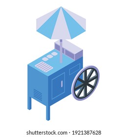 Cart with food icon. Isometric of cart with food vector icon for web design isolated on white background