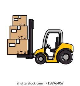 cart forklift with boxes