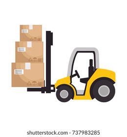 cart forklift with boxes