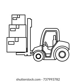 cart forklift with boxes