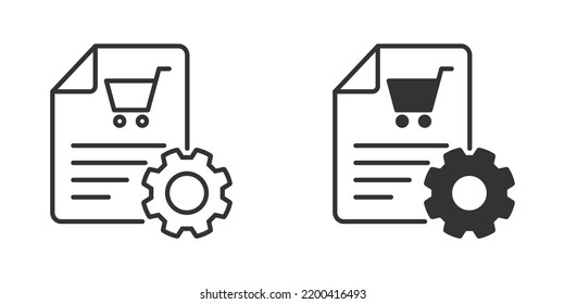 Cart with gear. Procurement icon. Order, purchase processing symbol. Vector illustration. svg