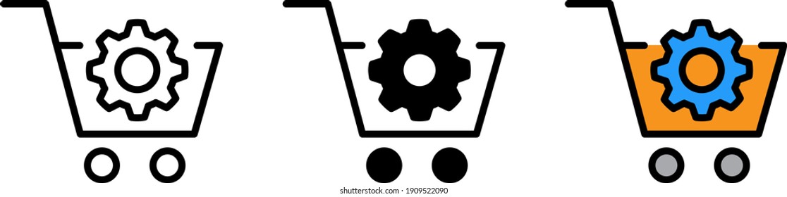 Cart with gear symbolising  Procurement icon , vector illustration