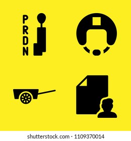 cart, gearbox, helmet and file vector icon set. Sample icons set for web and graphic design