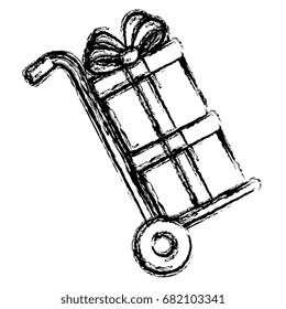 cart with gift box present icon