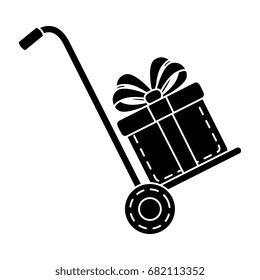cart with gift box present icon