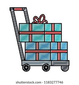 cart with gift boxes delivery service