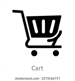 Cart and goods icon concept