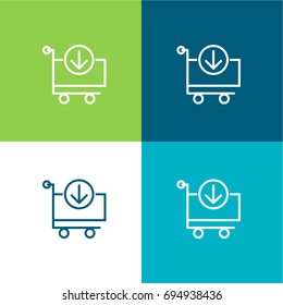 Cart green and blue color minimal icon or logo design
